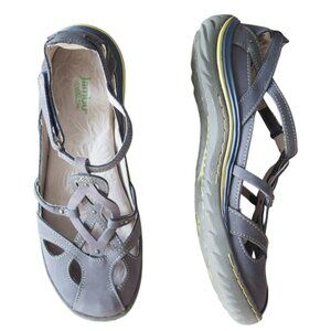 Jambu Sydney Gray Women's Leather Sandals with Cut-Out Design Size 9.5 M